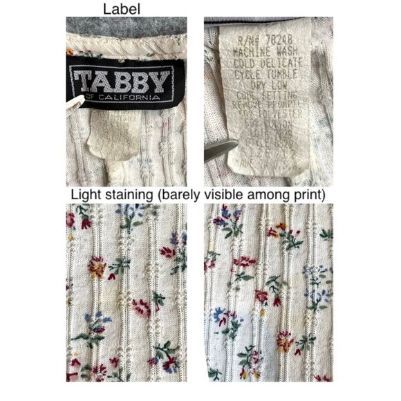 80s vintage floral print coquette prairie fitted ribbed cotton long midi dress - Picture 8 of 8